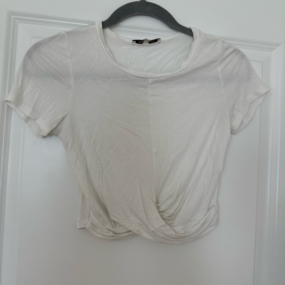 White Twist Front Women's Top